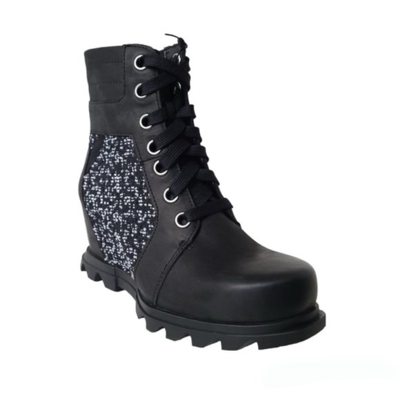 Sorel Women's Joan of Arctic Wedge III Lexie Boot Black/Sea Salt Size 8.5 US - Picture 2 of 12